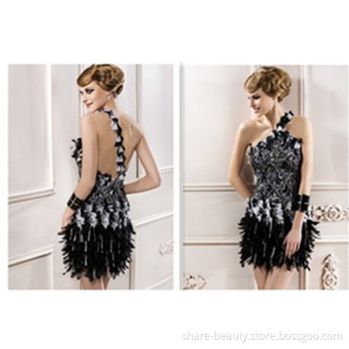 Stunning Backless One-Shoulder Lace Column Chiffon Evening Cocktail Prom Dresses (GK 09516)